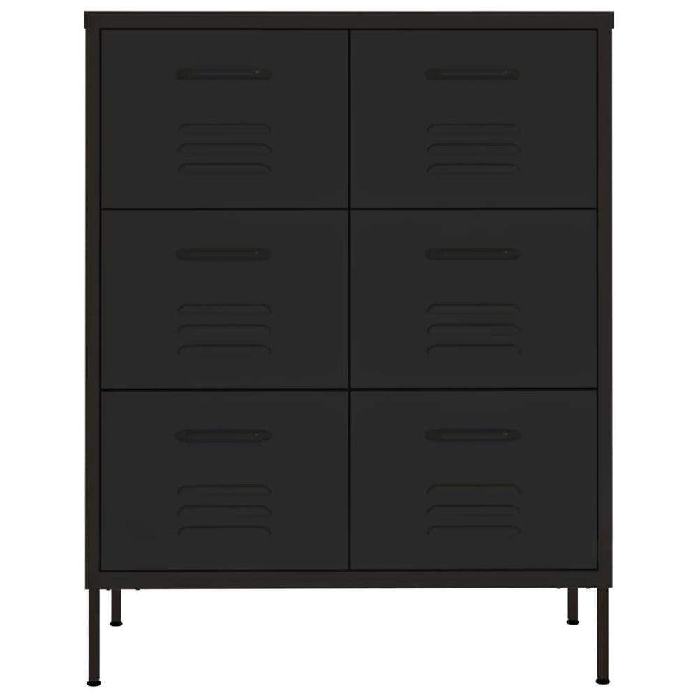 vidaXL Drawer Cabinet Black 31.5"x13.8"x40" Steel. Picture 3