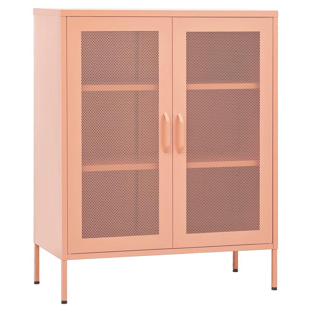 vidaXL Storage Cabinet Pink 31.5"x13.8"x40" Steel, 336175. Picture 2