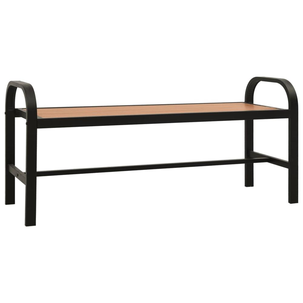vidaXL Patio Bench 49" Steel and WPC Brown and Black. Picture 2