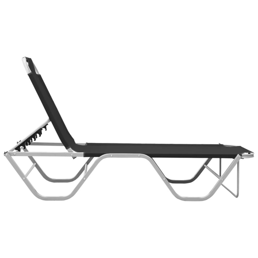 vidaXL Sun Lounger Aluminum and Textilene Black. Picture 2