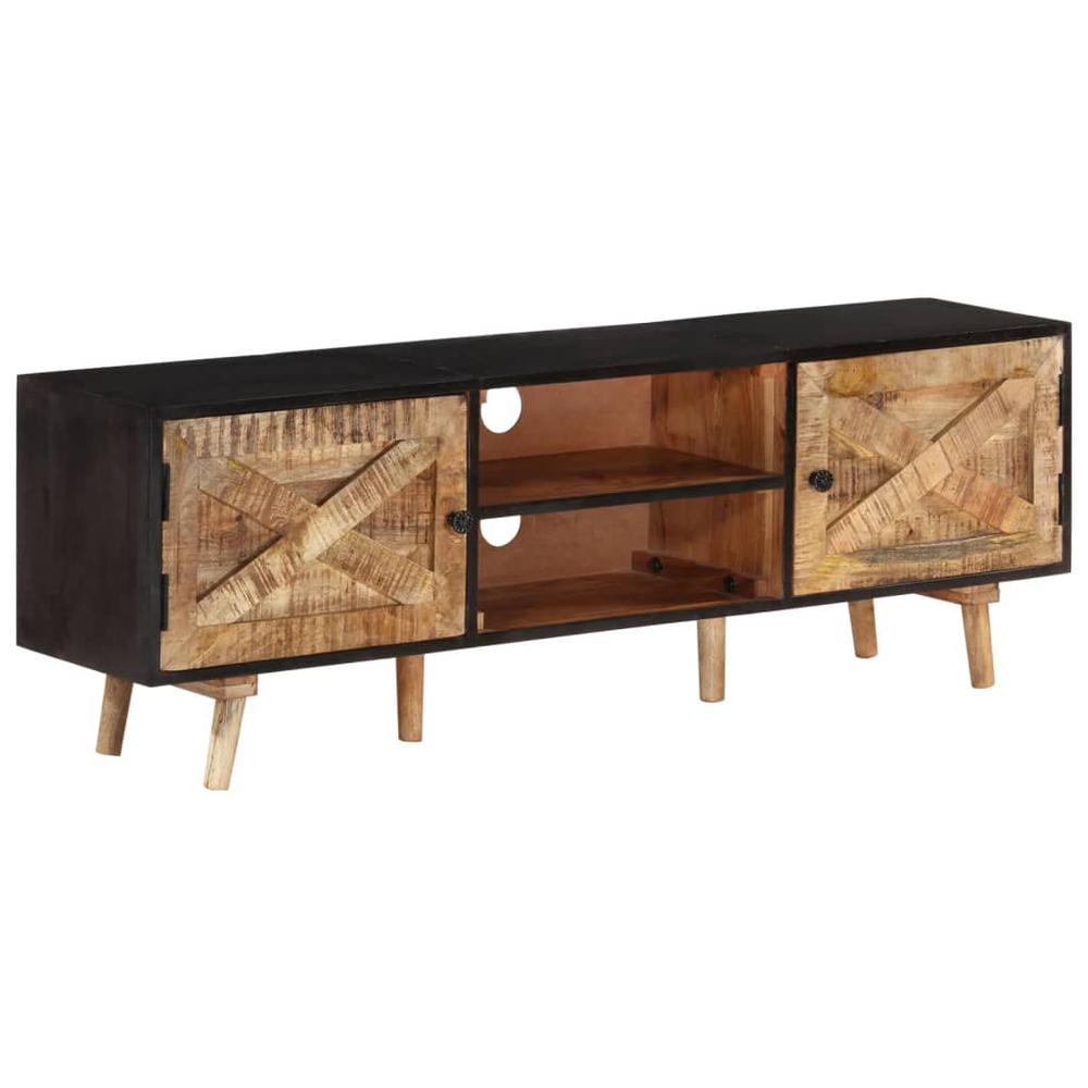 vidaXL TV Cabinet 55.1"x11.8"x18.1" Rough Mango Wood and Solid Acacia Wood. Picture 1