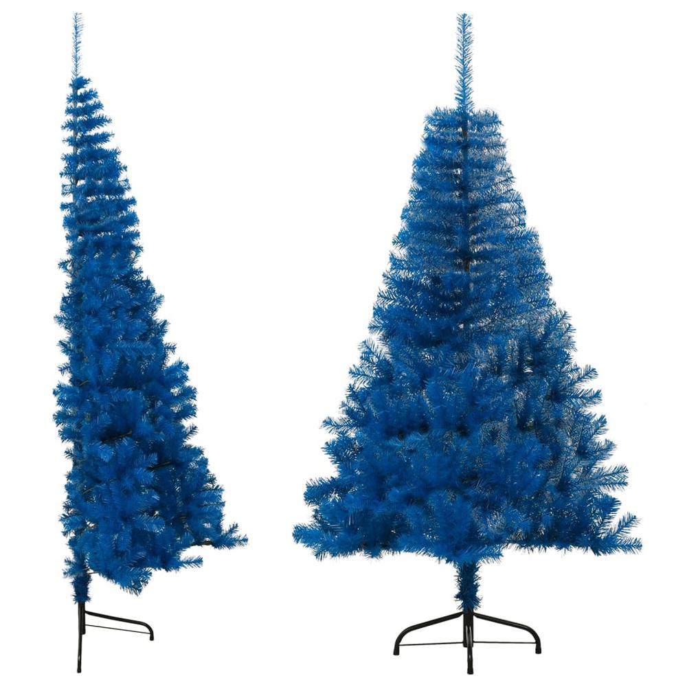 vidaXL Artificial Half Christmas Tree with Stand Blue 59.1" PVC. Picture 2