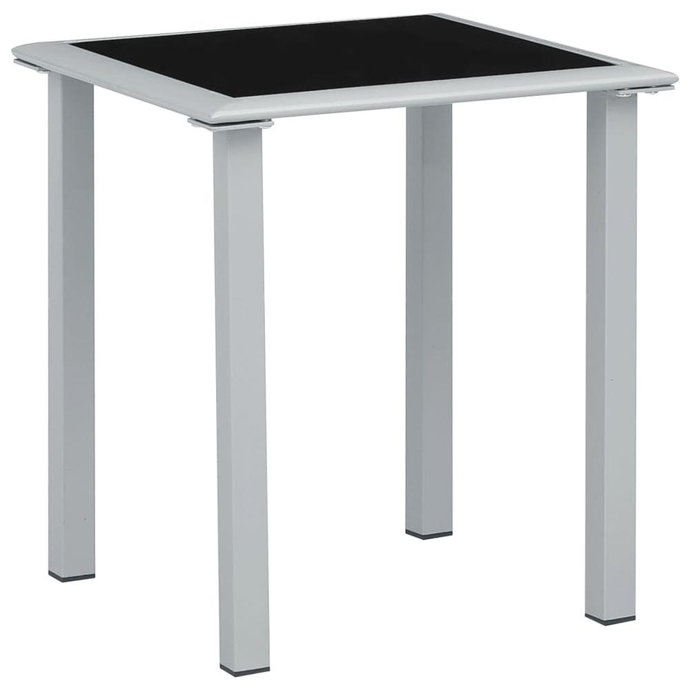 vidaXL Patio Table Black and Silver 16.1"x16.1"x17.7" Steel and Glass. Picture 1