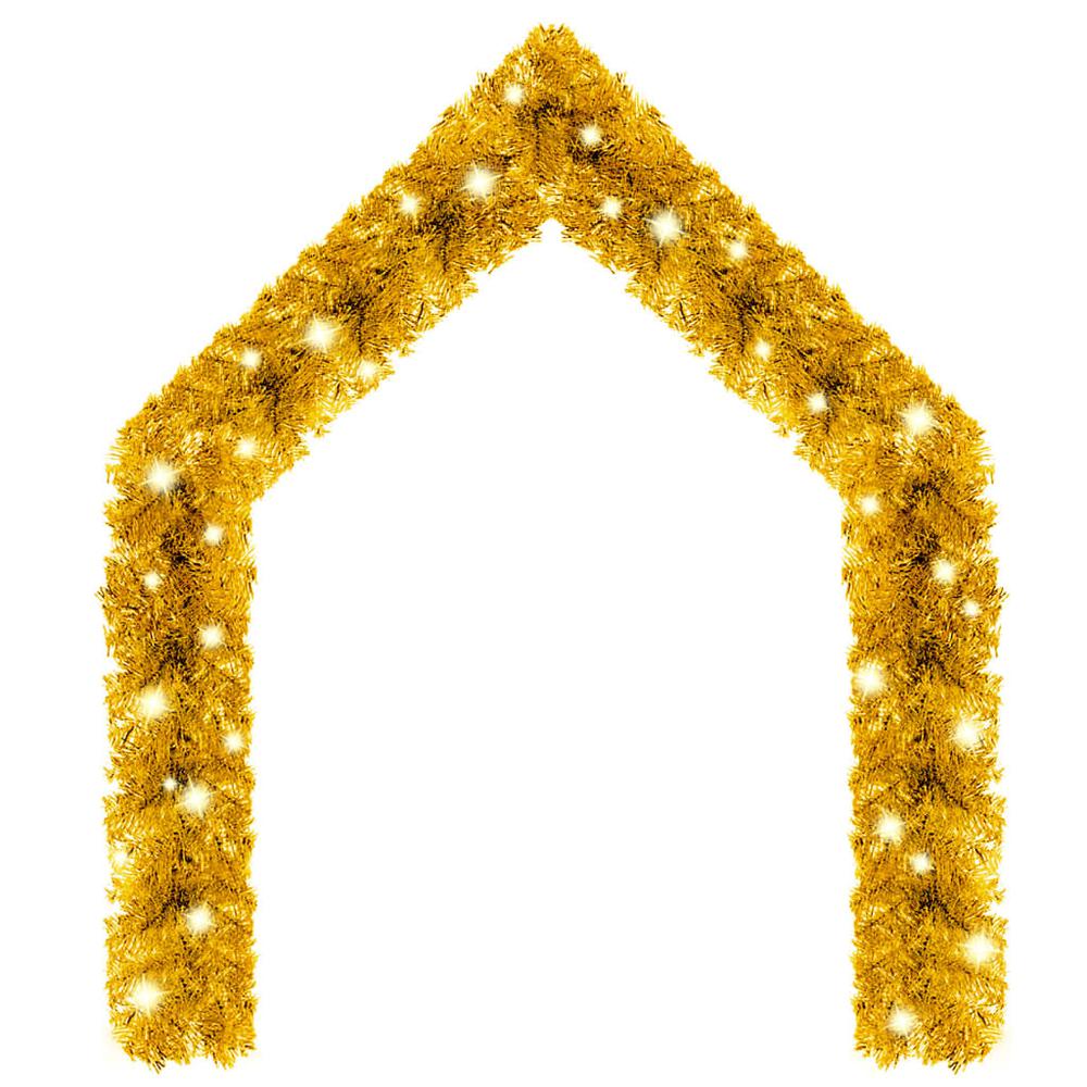 vidaXL Christmas Garland with LED Lights 197" Gold. Picture 2
