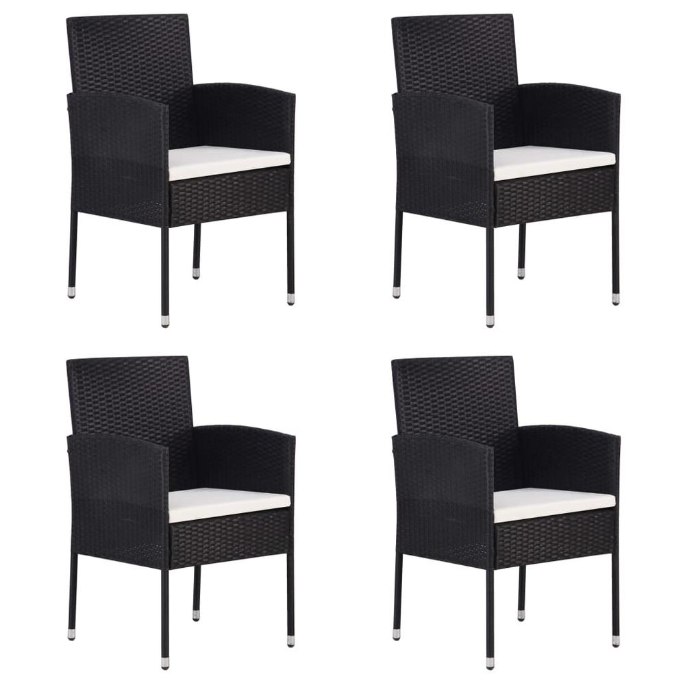 vidaXL Patio Chairs 4 pcs Poly Rattan Black, 313125. Picture 1