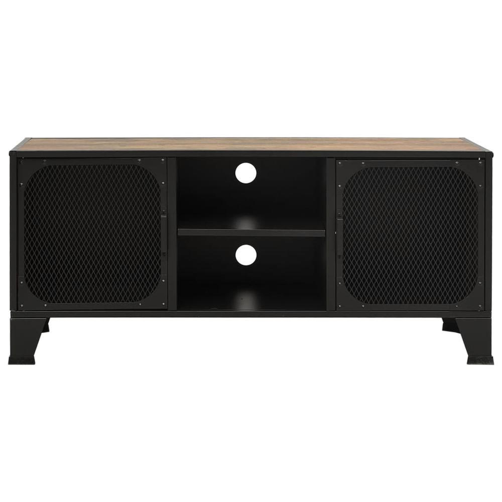 vidaXL TV Cabinet Rustic Brown 41.3"x14.2"x18.5" Metal and MDF. Picture 3