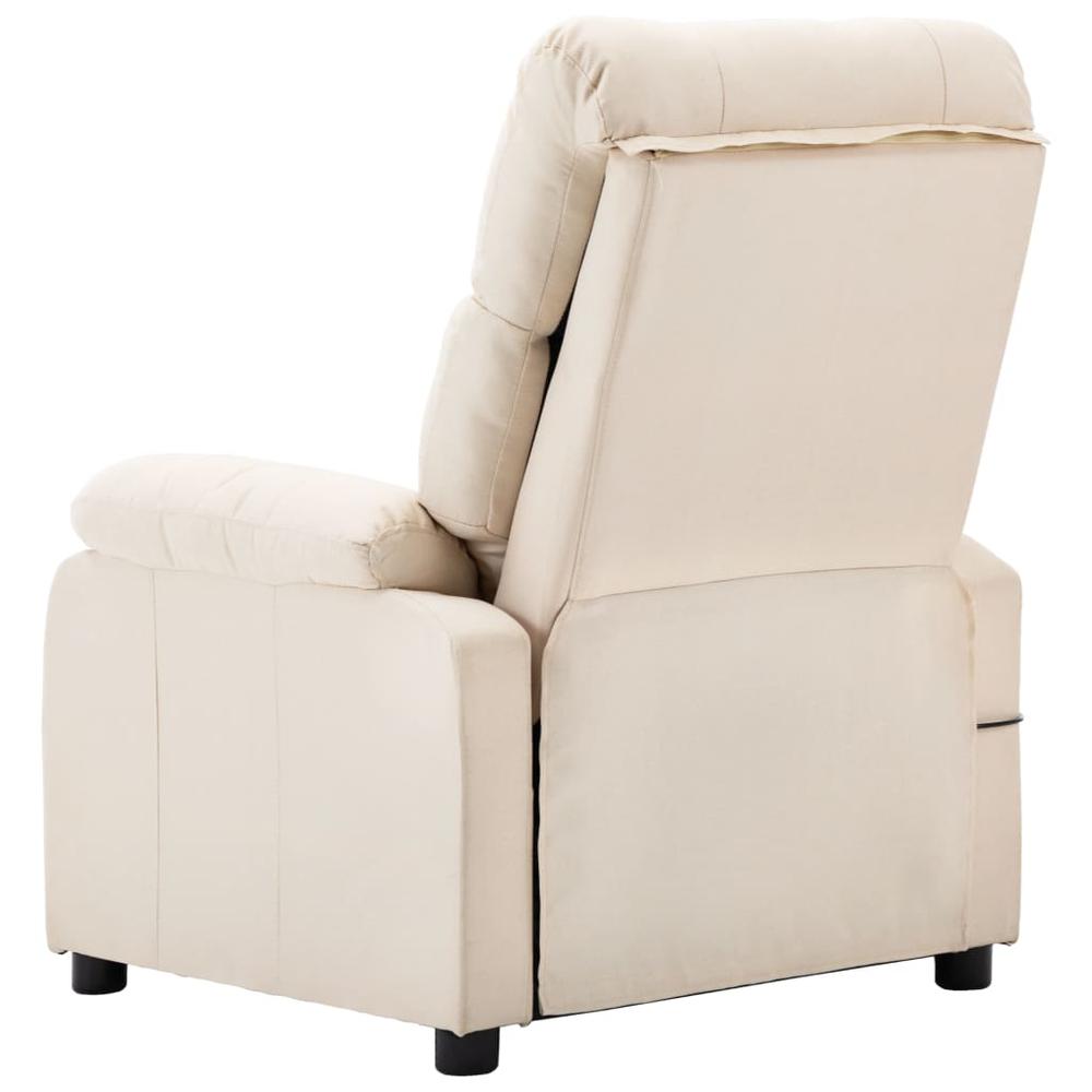 vidaXL Massage Recliner Chair Cream Fabric. Picture 4