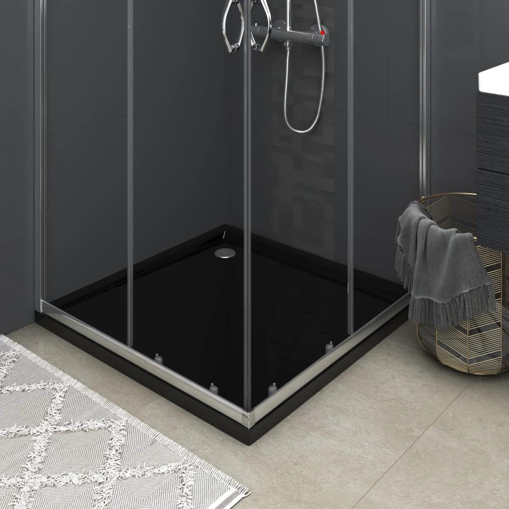 vidaXL Square ABS Shower Base Tray Black 35.4"x35.4". Picture 1