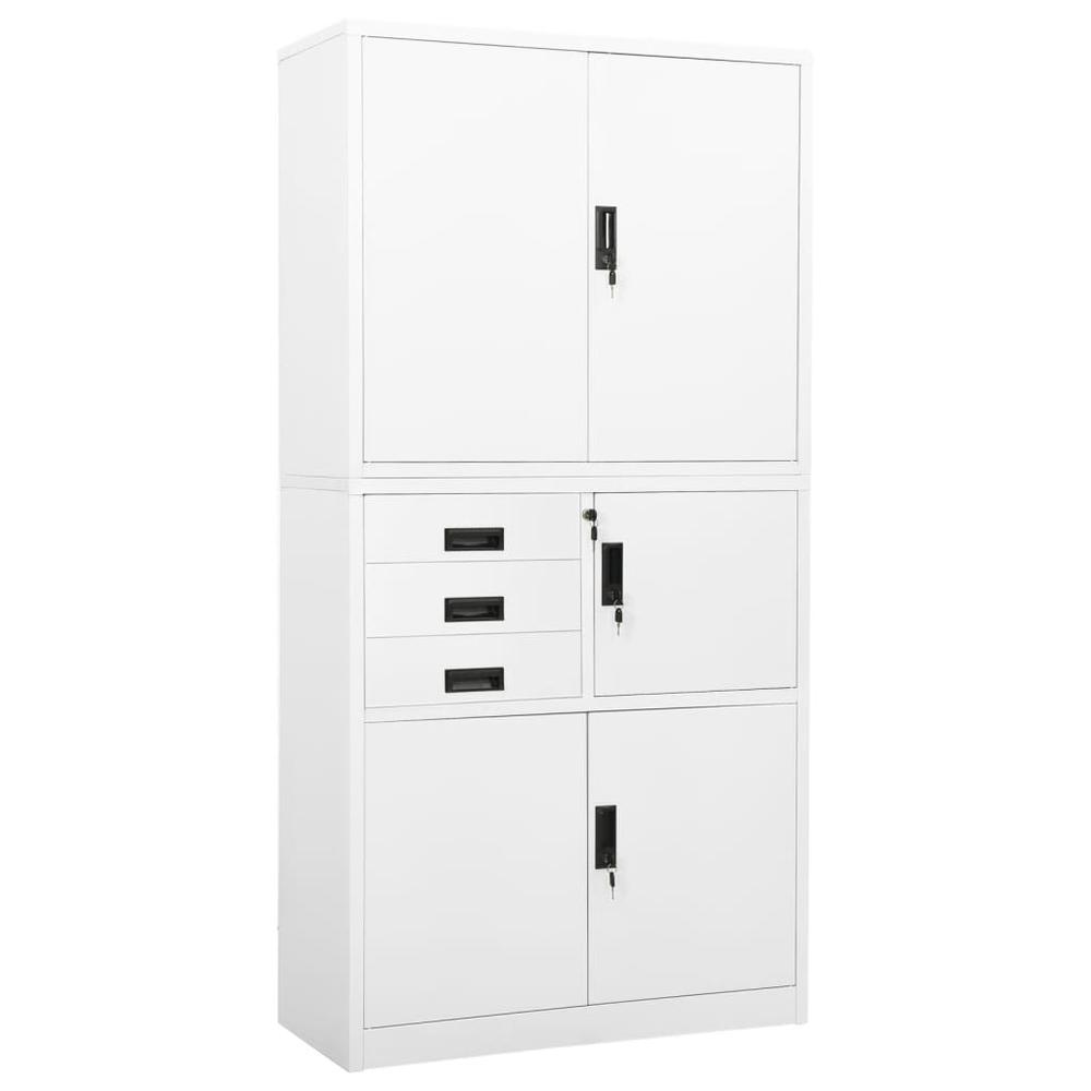 vidaXL Office Cabinet White 35.4"x15.7"x70.9" Steel, 336413. Picture 1