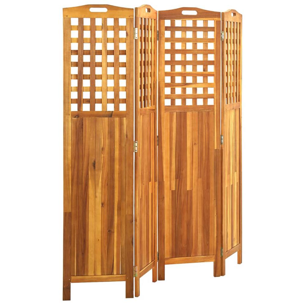 vidaXL 4-Panel Room Divider 63.4"x0.8"x66.9" Solid Acacia Wood. Picture 3