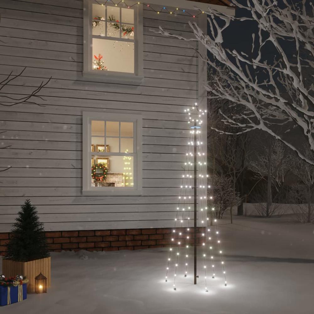 vidaXL Christmas Tree with Spike Cold White 108 LEDs 70.9". Picture 1