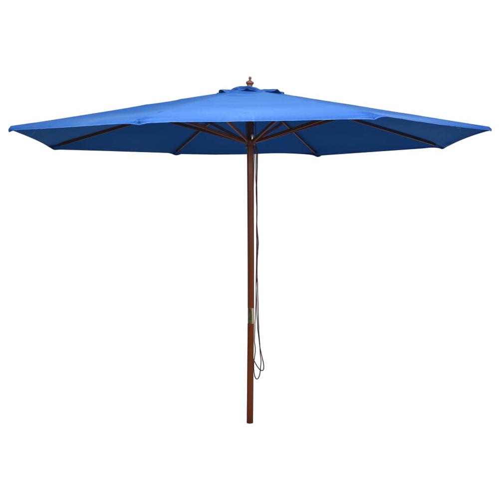 vidaXL Outdoor Parasol with Wooden Pole 137.8" Blue. Picture 1