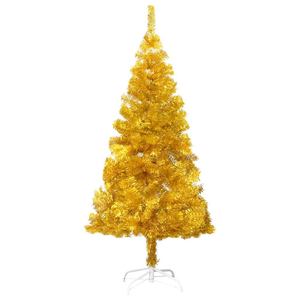 vidaXL Artificial Christmas Tree with Stand Gold 82.7" PET. Picture 1