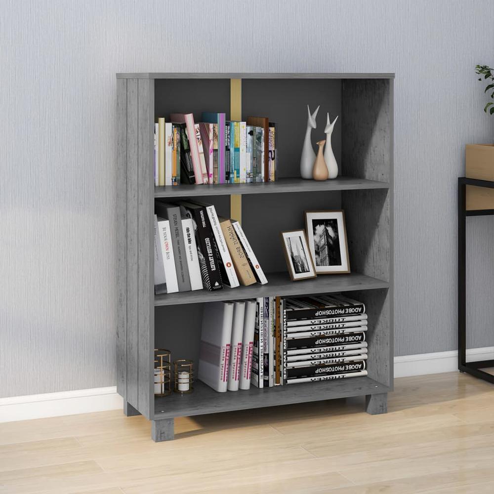 vidaXL Book Cabinet Dark Gray 33.5"x13.8"x44.1" Solid Wood Pine. Picture 1