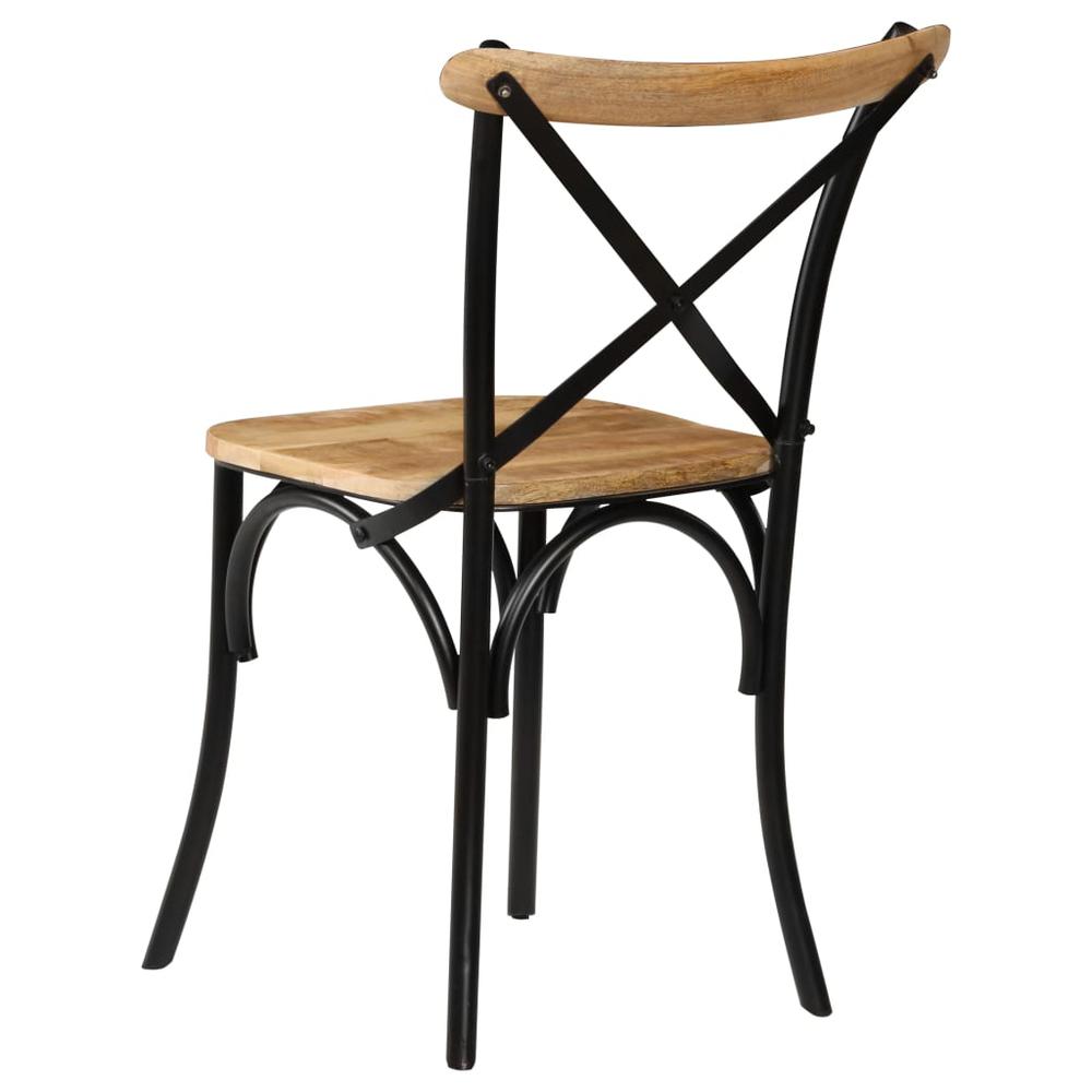 vidaXL Cross Chairs 6 pcs Black Solid Mango Wood. Picture 4
