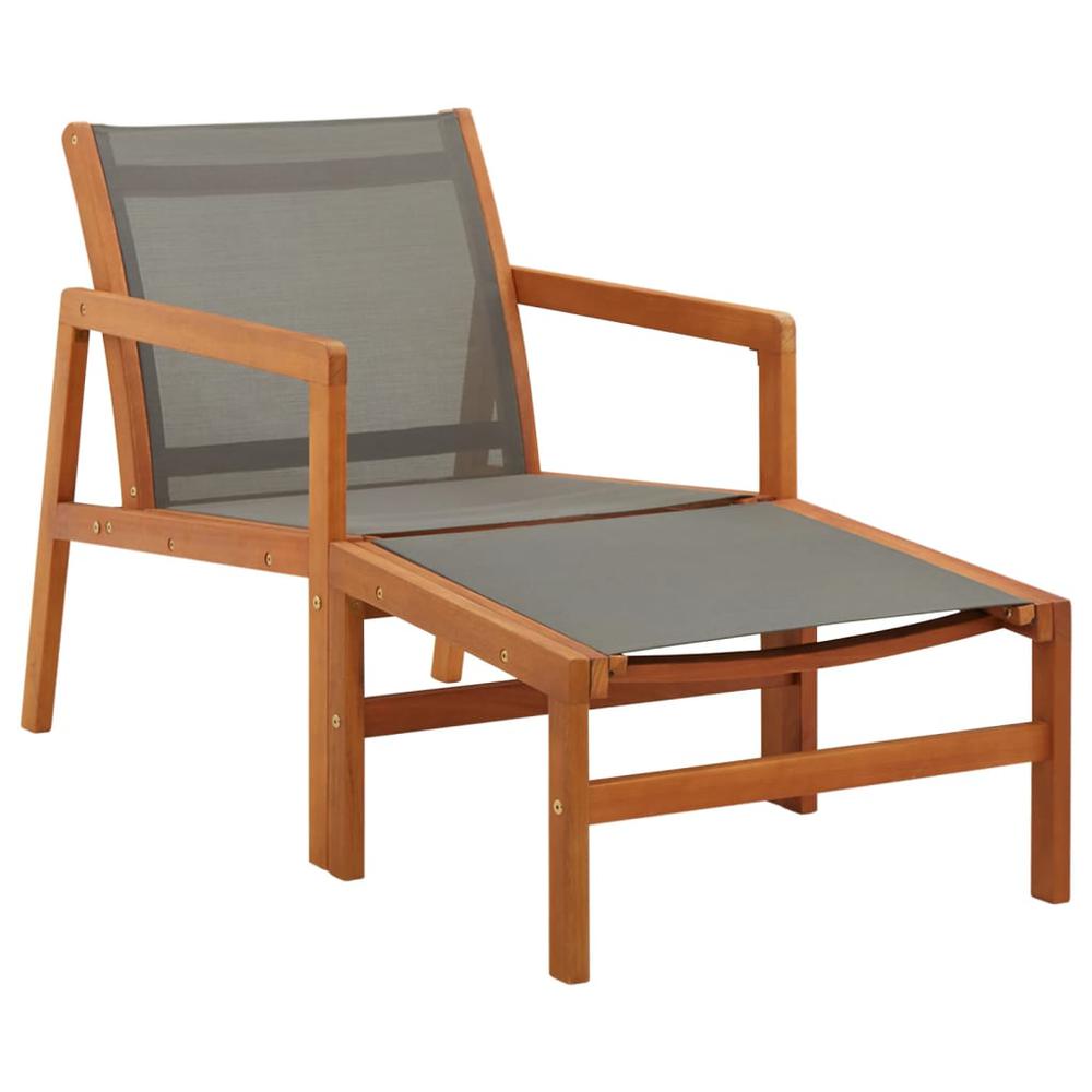 vidaXL Patio Chair with Footrest Solid Eucalyptus Wood&Textilene, 316125. Picture 1