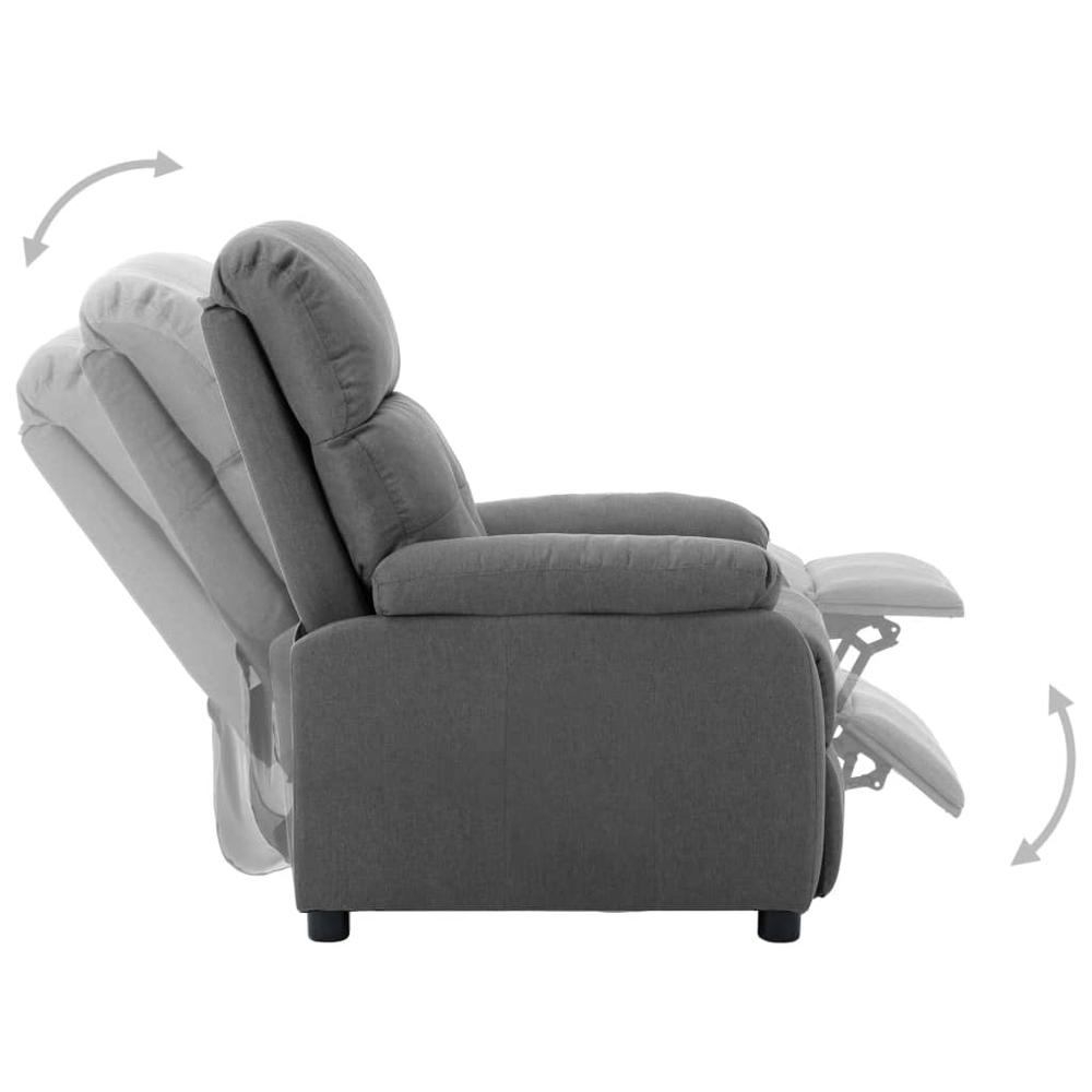 vidaXL Recliner Chair Light Gray Fabric. Picture 3