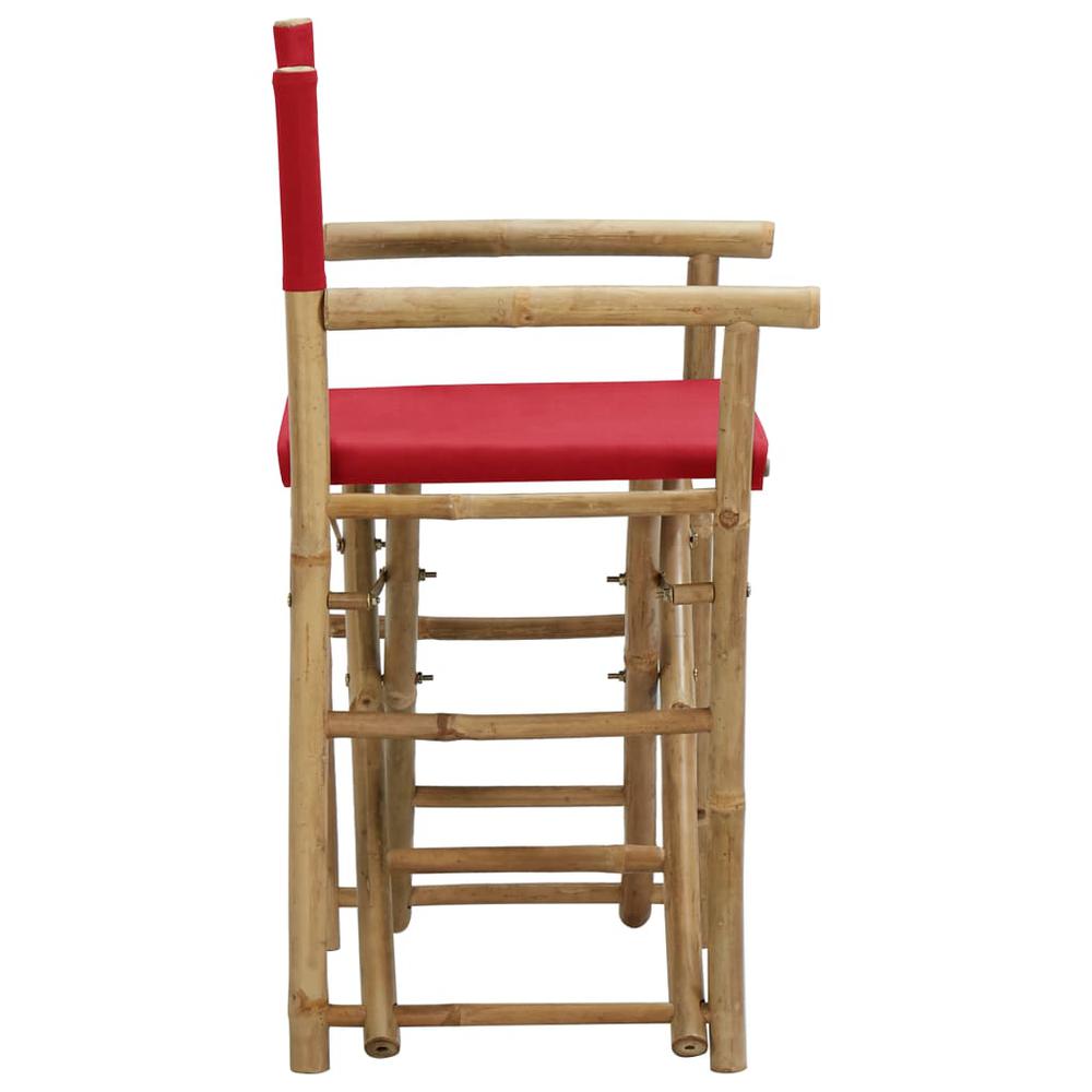 vidaXL Folding Director's Chairs 2 pcs Red Bamboo and Fabric. Picture 4