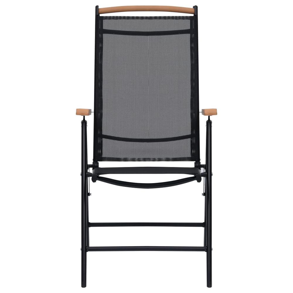vidaXL Folding Patio Chairs 2 pcs Aluminum and Textilene Black. Picture 3