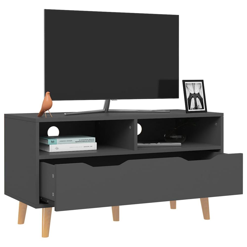 vidaXL TV Cabinet Gray 35.4"x15.7"x19.1" Engineered Wood. Picture 3