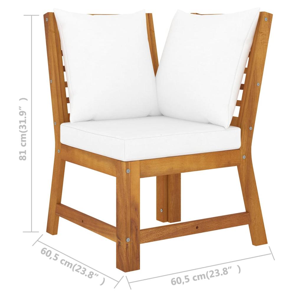 vidaXL 4 Piece Patio Lounge Set with Cushion Cream Solid Acacia Wood, 3057771. Picture 11