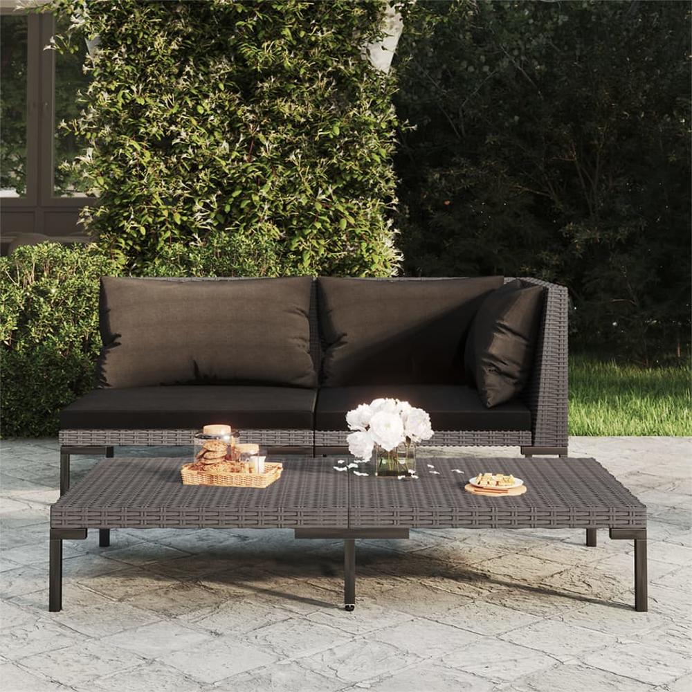 vidaXL Patio Sofa with Cushions Half Round Poly Rattan, 318601. Picture 1