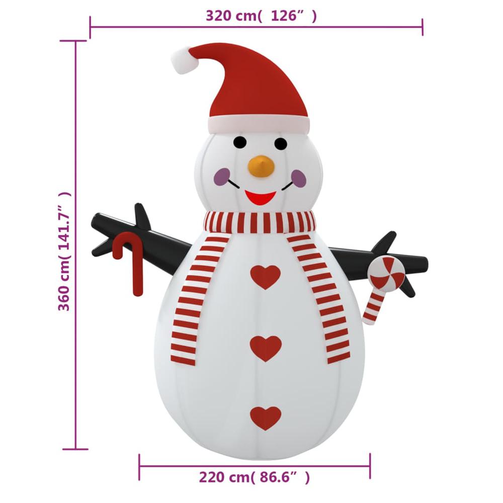 vidaXL Inflatable Snowman with LEDs 141.7". Picture 12