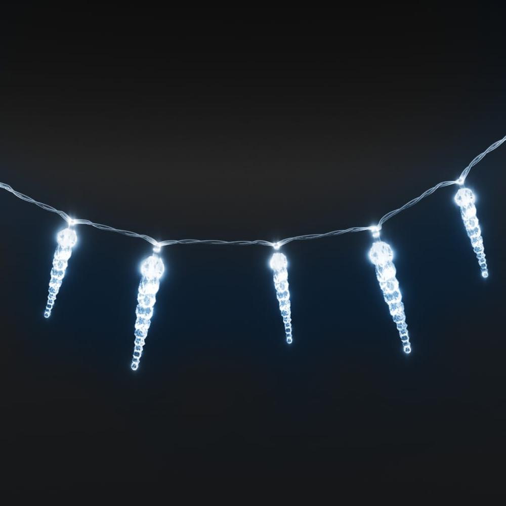 vidaXL Christmas Icicle Lights 100 pcs Cold White Acrylic. Picture 4