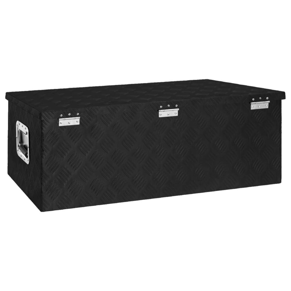 vidaXL Storage Box Black 35.4"x18.5"x13.2" Aluminum. Picture 4