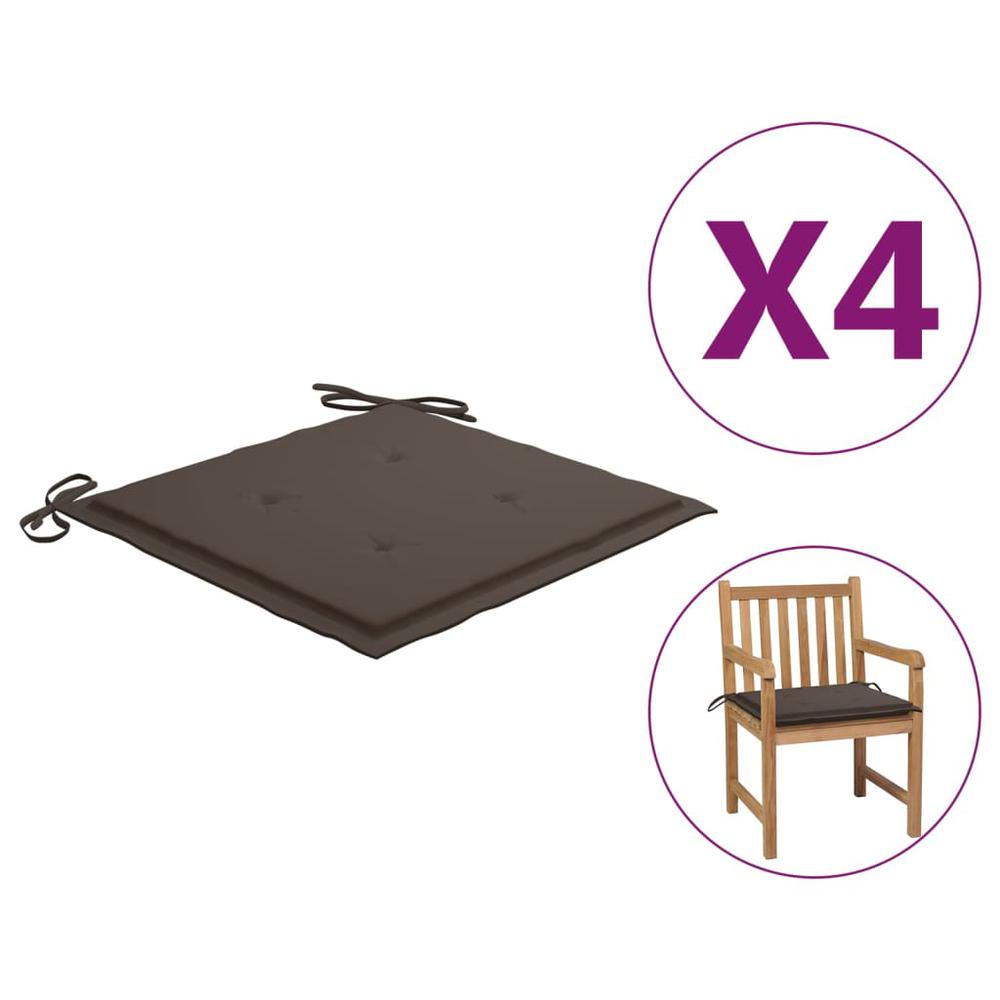 vidaXL Garden Chair Cushions 4 pcs Taupe 19.7"x19.7"x1.2" Fabric. Picture 1