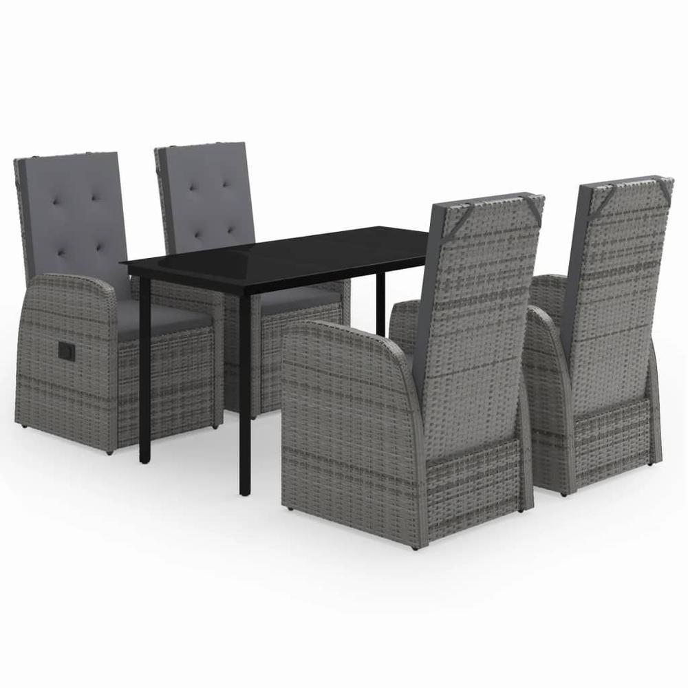 vidaXL 5 Piece Patio Dining Set with Cushions Gray, 3099475. Picture 2