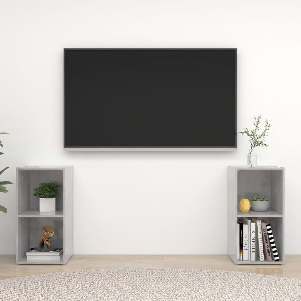 vidaXL TV Cabinets 2 pcs Concrete Gray 28.3"x13.8"x14.4" Engineered Wood, 3079902. Picture 1