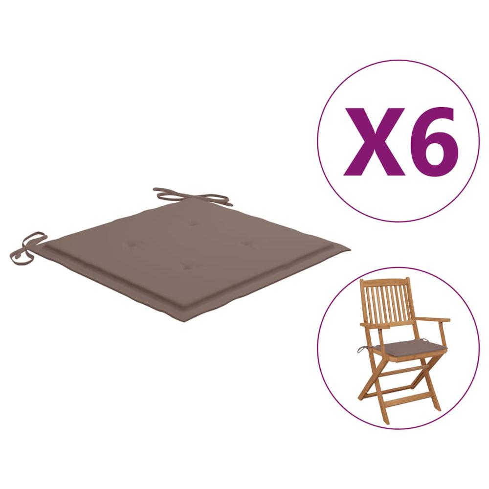 vidaXL Garden Chair Cushions 6 pcs Taupe 15.7"x15.7"x1.2" Fabric. Picture 1