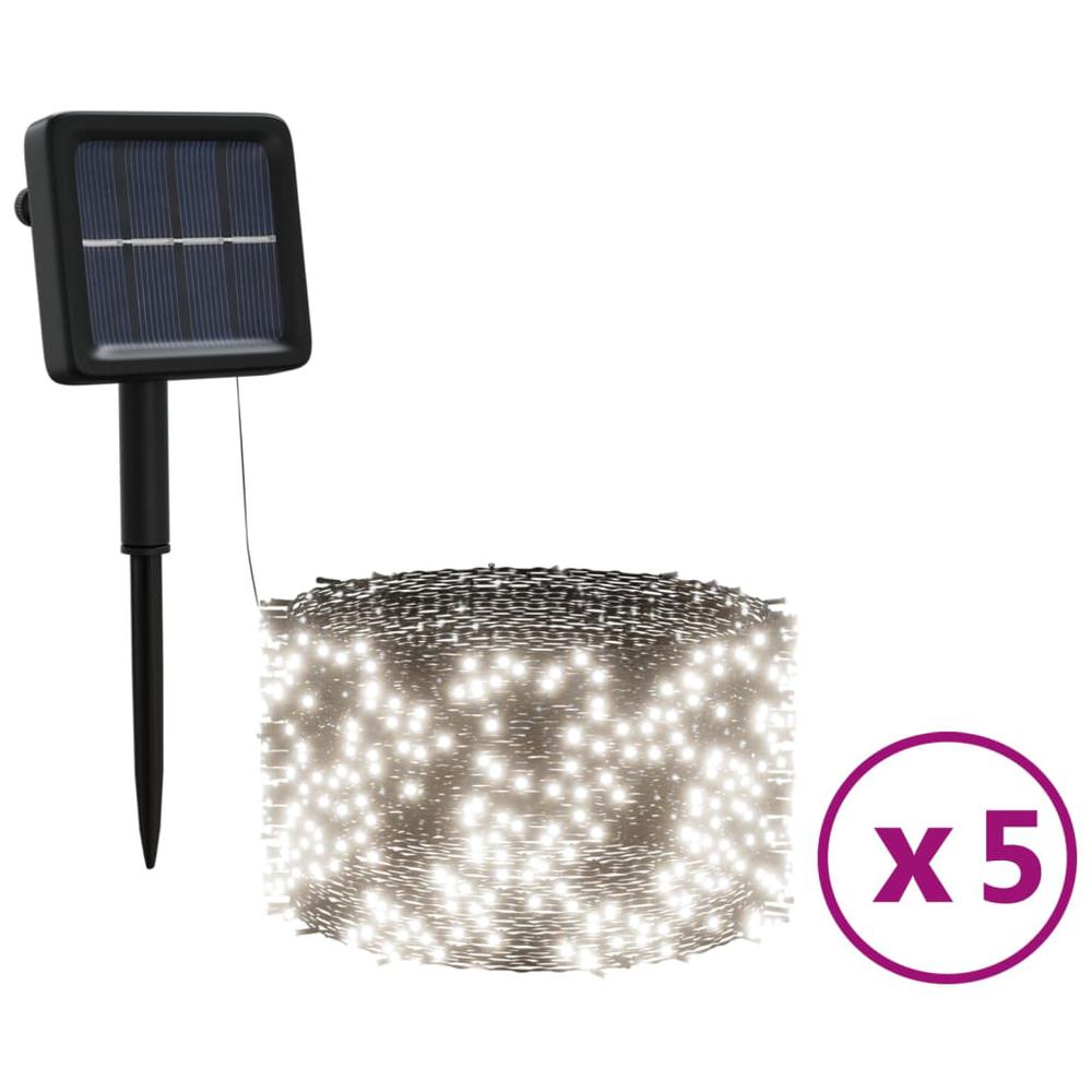 vidaXL Solar Fairy Lights 5 pcs 5x200 LED Cold White Indoor Outdoor. Picture 2