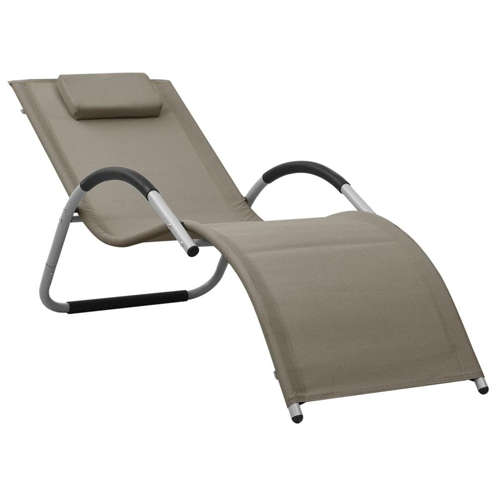 vidaXL Sun Lounger Textilene Taupe and Gray, 310515. Picture 1