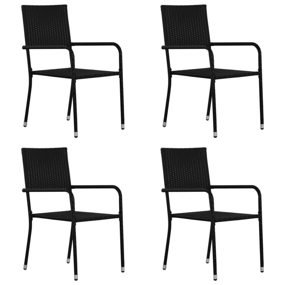 vidaXL Patio Dining Chairs 4 pcs Poly Rattan Black, 313120. Picture 1