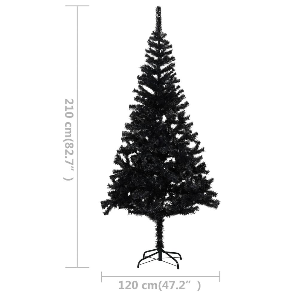 vidaXL Artificial Christmas Tree with LEDs&Ball Set Black 82.7" PVC, 3077677. Picture 12