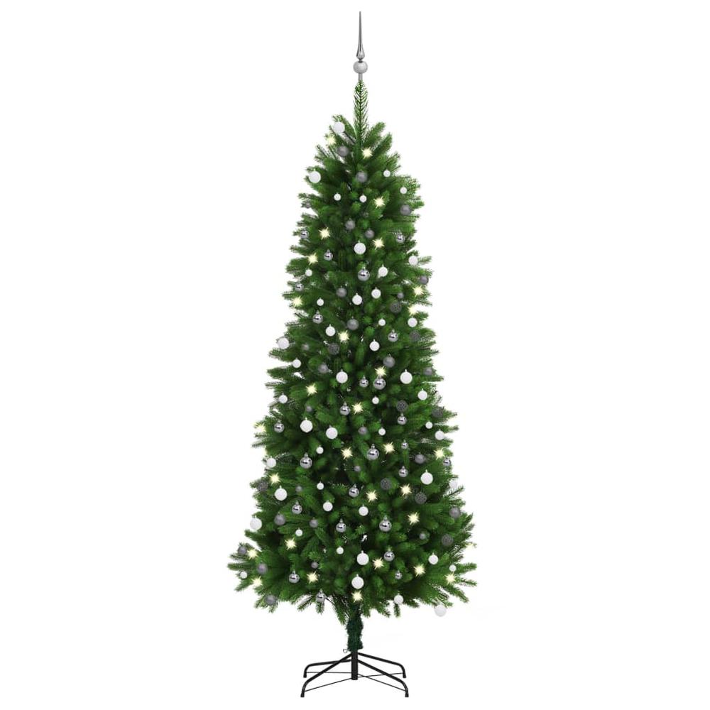 vidaXL Artificial Christmas Tree with LEDs&Ball Set 94.5" Green, 3077729. Picture 1