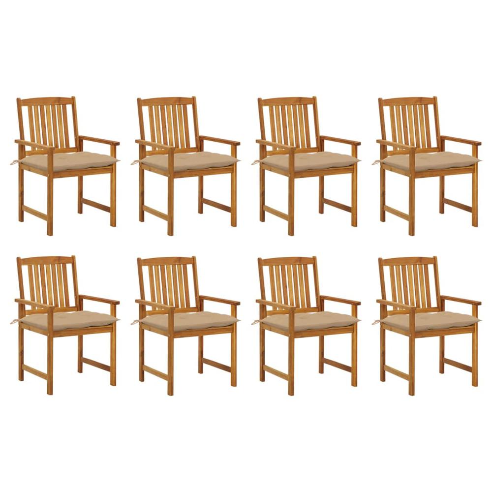 vidaXL Patio Chairs with Cushions 8 pcs Solid Acacia Wood, 3078196. Picture 1