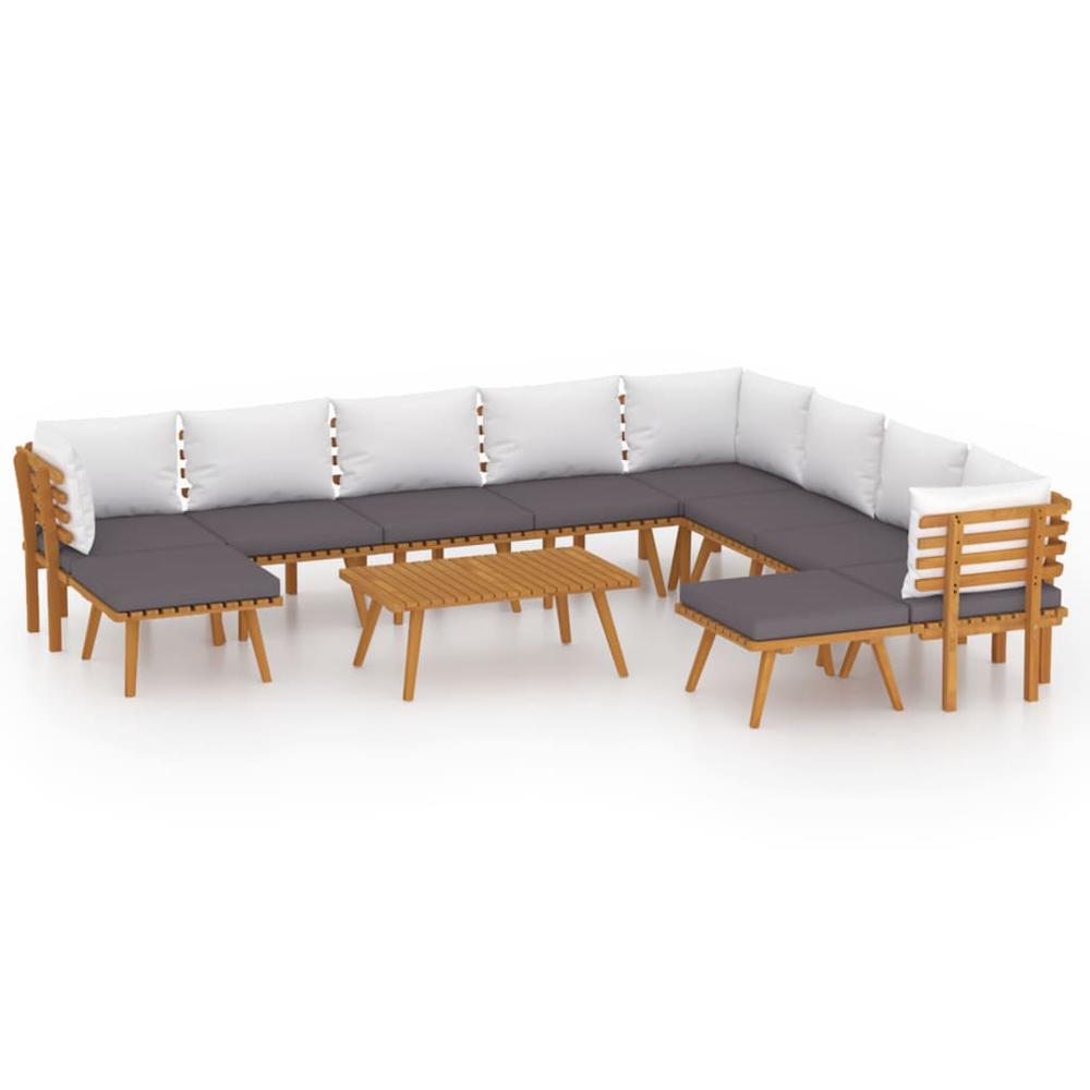 vidaXL 11 Piece Patio Lounge Set with Cushions Solid Acacia Wood, 3087019. Picture 2