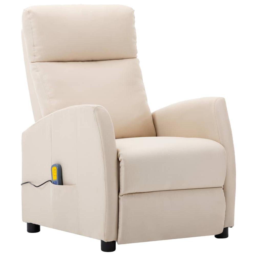 vidaXL Massage Reclining Chair Cream Fabric, 289715. Picture 1
