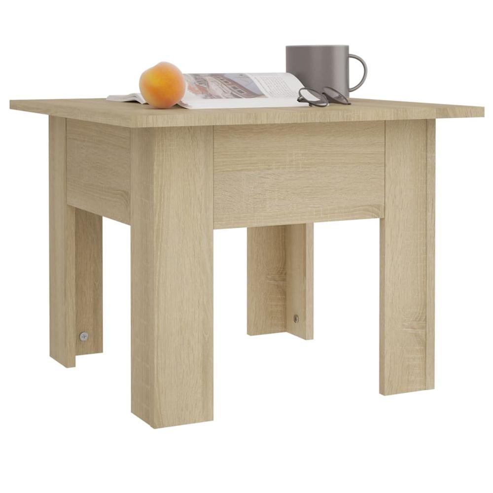 vidaXL Coffee Table Sonoma Oak 21.7"x21.7"x16.5" Engineered Wood. Picture 4