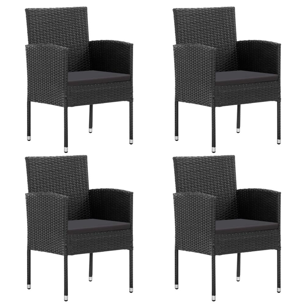 vidaXL Patio Chairs 4 pcs Poly Rattan Black, 313127. Picture 1