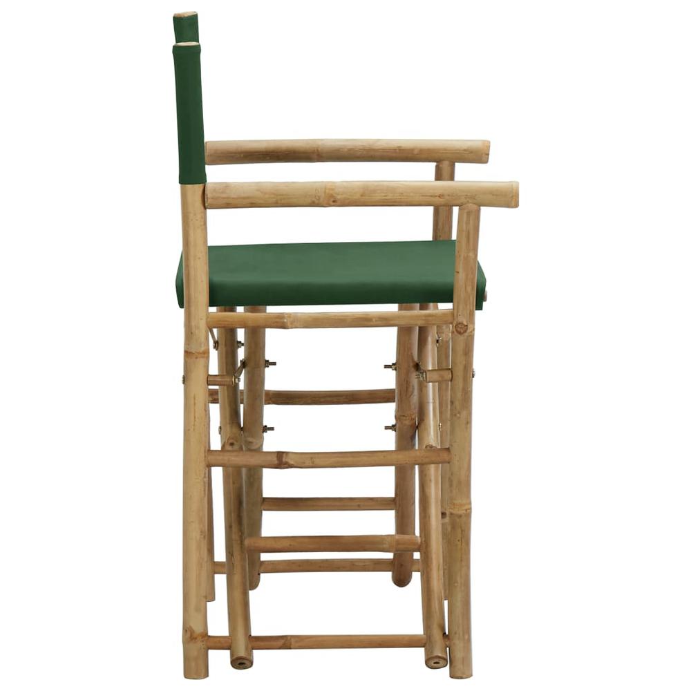vidaXL Folding Director's Chairs 2 pcs Green Bamboo and Fabric. Picture 4