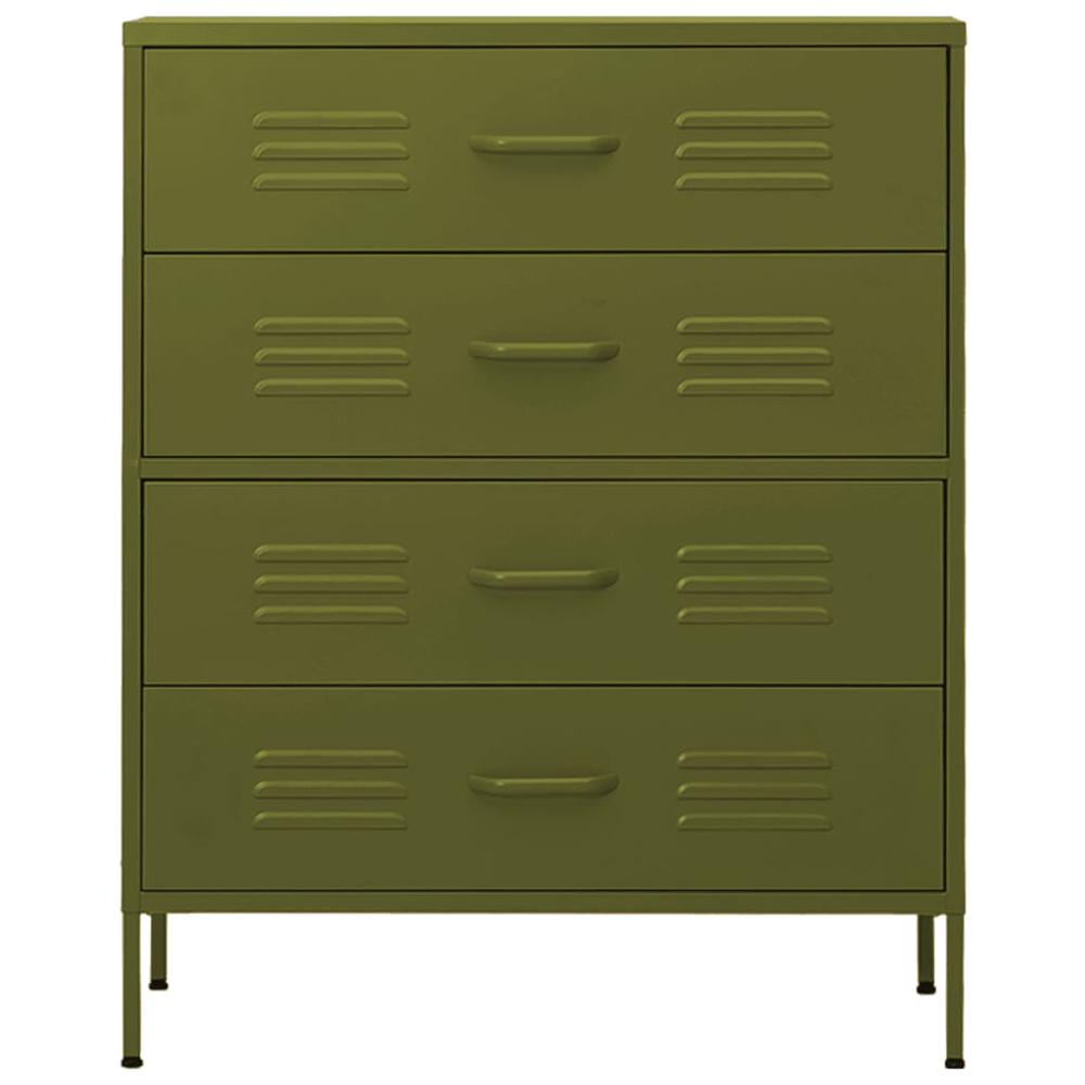 vidaXL Chest of Drawers Olive Green 31.5"x13.8"x40" Steel. Picture 3