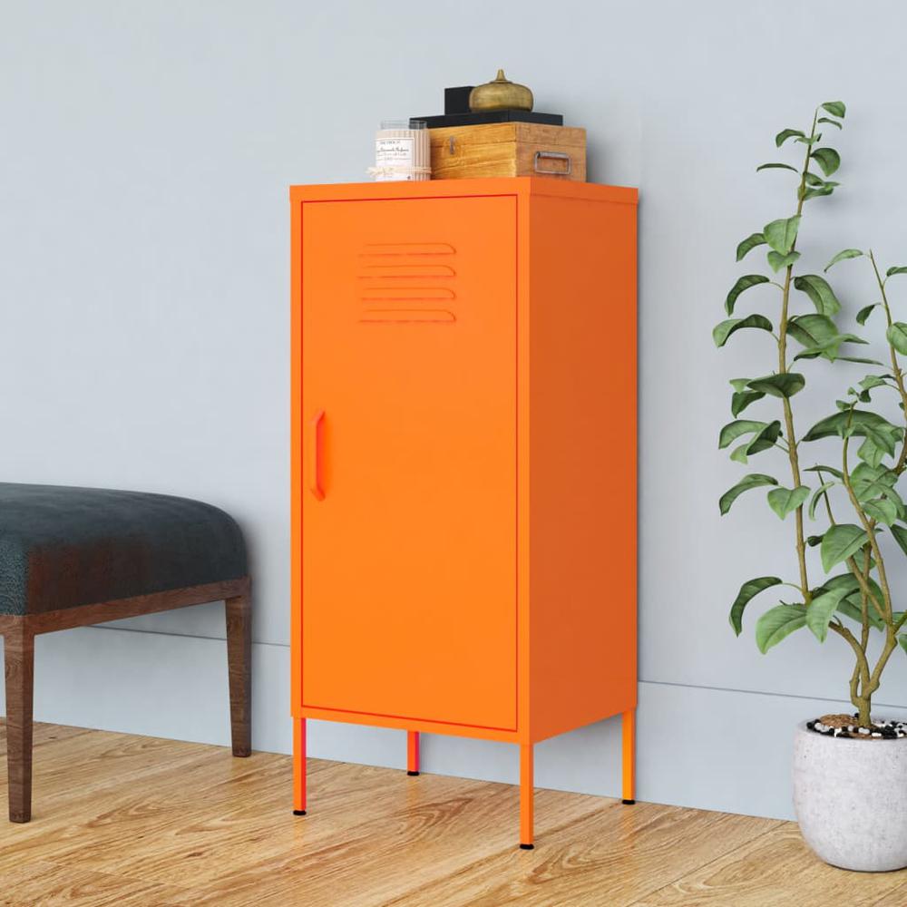 vidaXL Storage Cabinet Orange 16.7"x13.8"x40" Steel, 336192. Picture 1