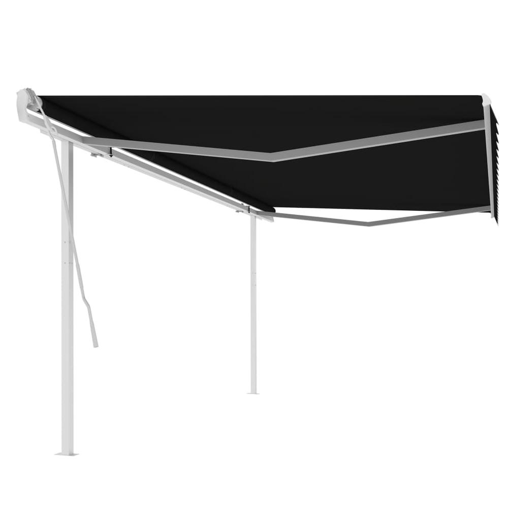 vidaXL Manual Retractable Awning with Posts 16.4'x9.8' Anthracite. Picture 1
