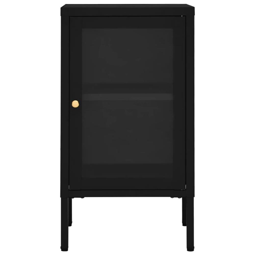 vidaXL Sideboard Black 15"x13.8"x27.6" Steel and Glass. Picture 3