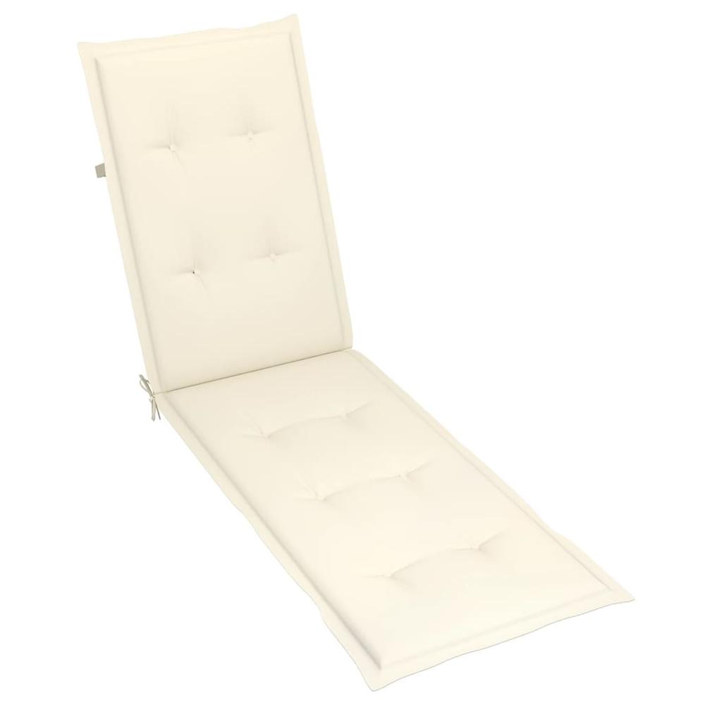 vidaXL Deck Chair Cushion Cream (29.5"+41.3")x19.7"x1.2". Picture 4