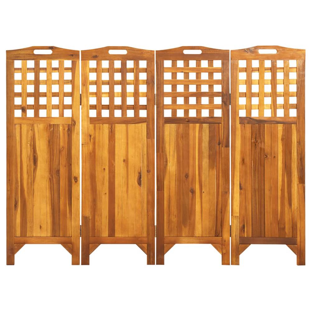 vidaXL 4-Panel Room Divider 63.4"x0.8"x47.2" Solid Acacia Wood. Picture 2